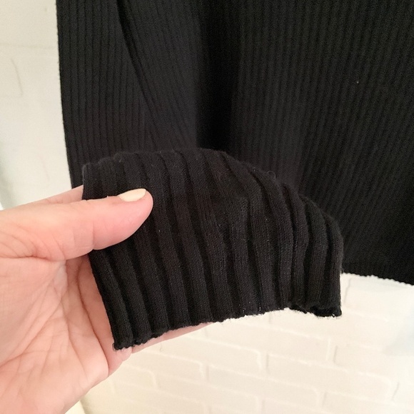 Katherine Barclay Women Knit Sweater Cardigan Ribbed Black Rayon Sz S Oversized - Picture 8 of 9